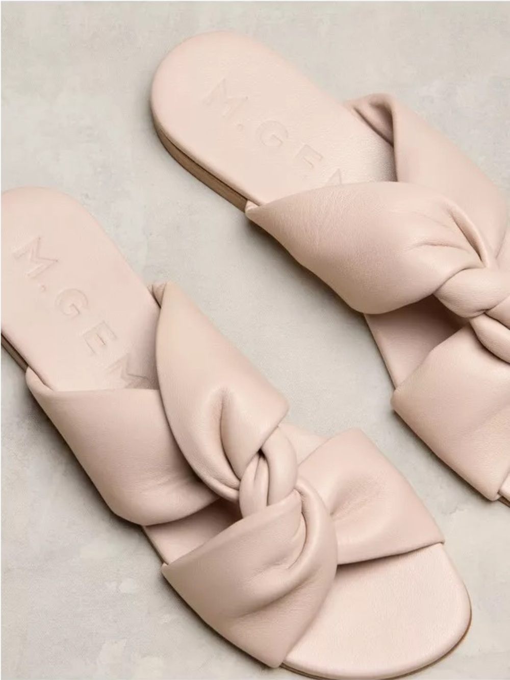 M Gemi 10 Soft Knot Slide Sandals Blush Beige Italian Leather Quiet Luxury Boho